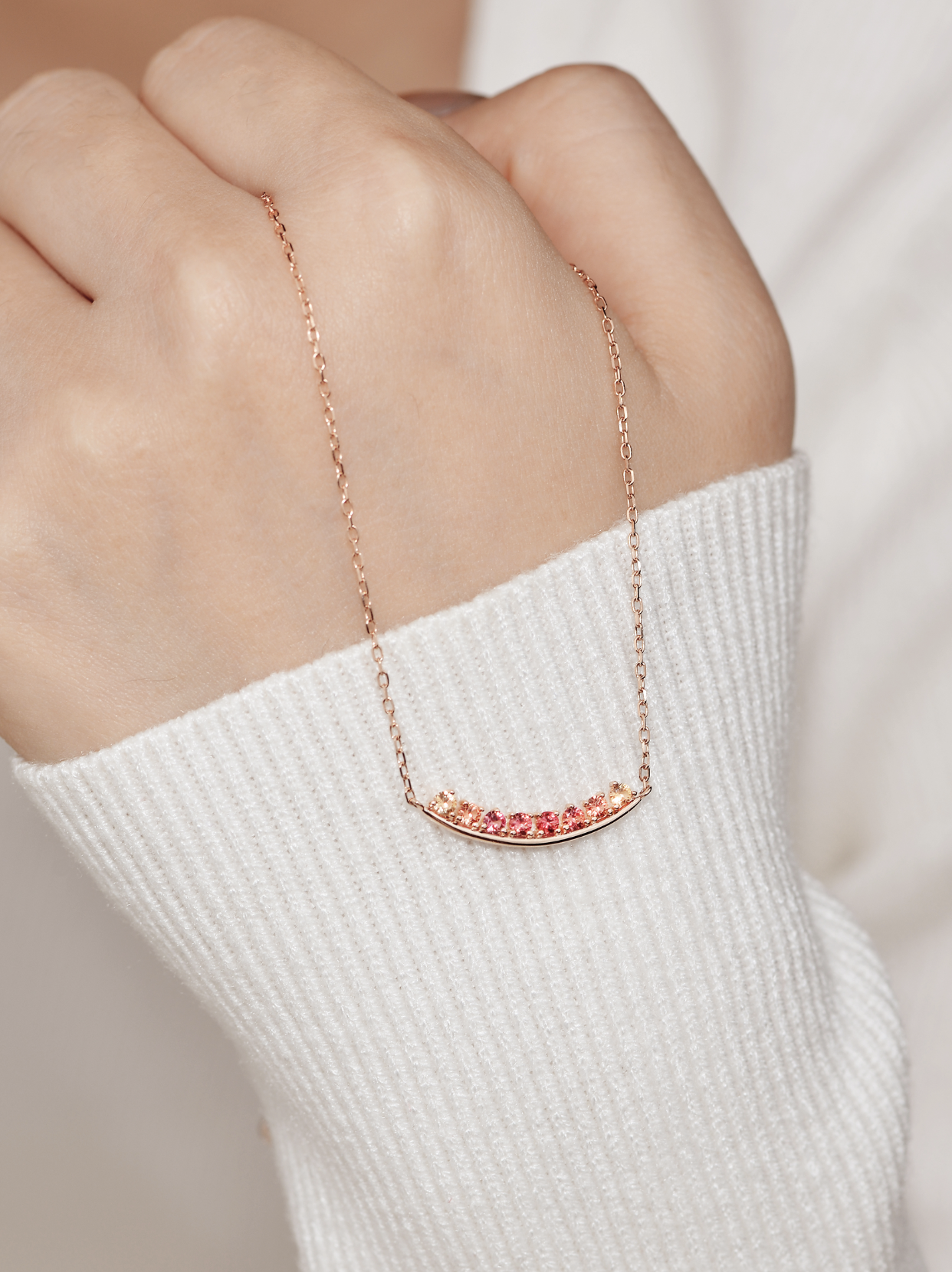 Smiling Sunset Color Necklace | 18K rose gold |Adjustable Chain