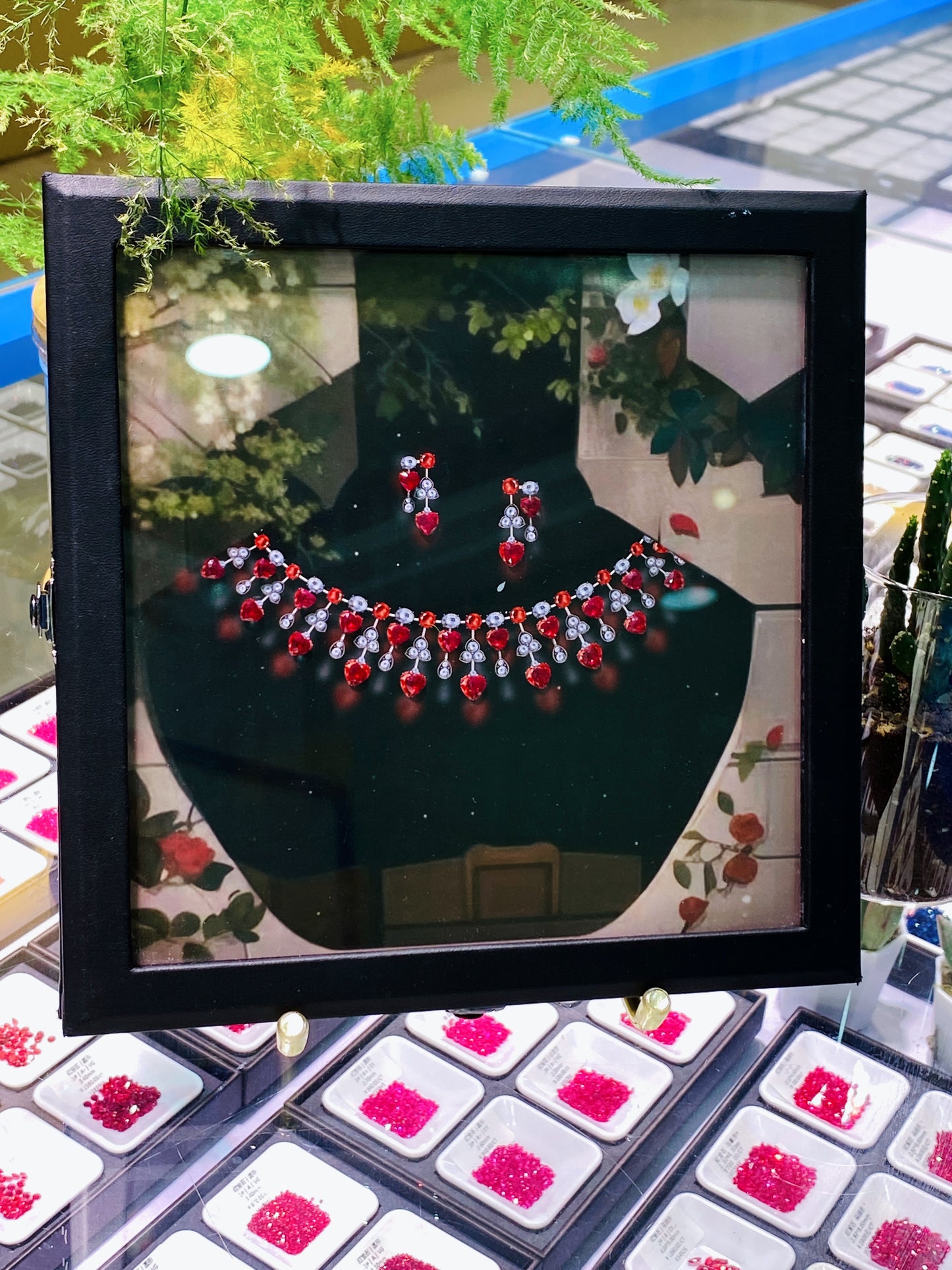 C20 Matching Box "Heartbeat" 9.822ct Ruby Necklace & Earring Set