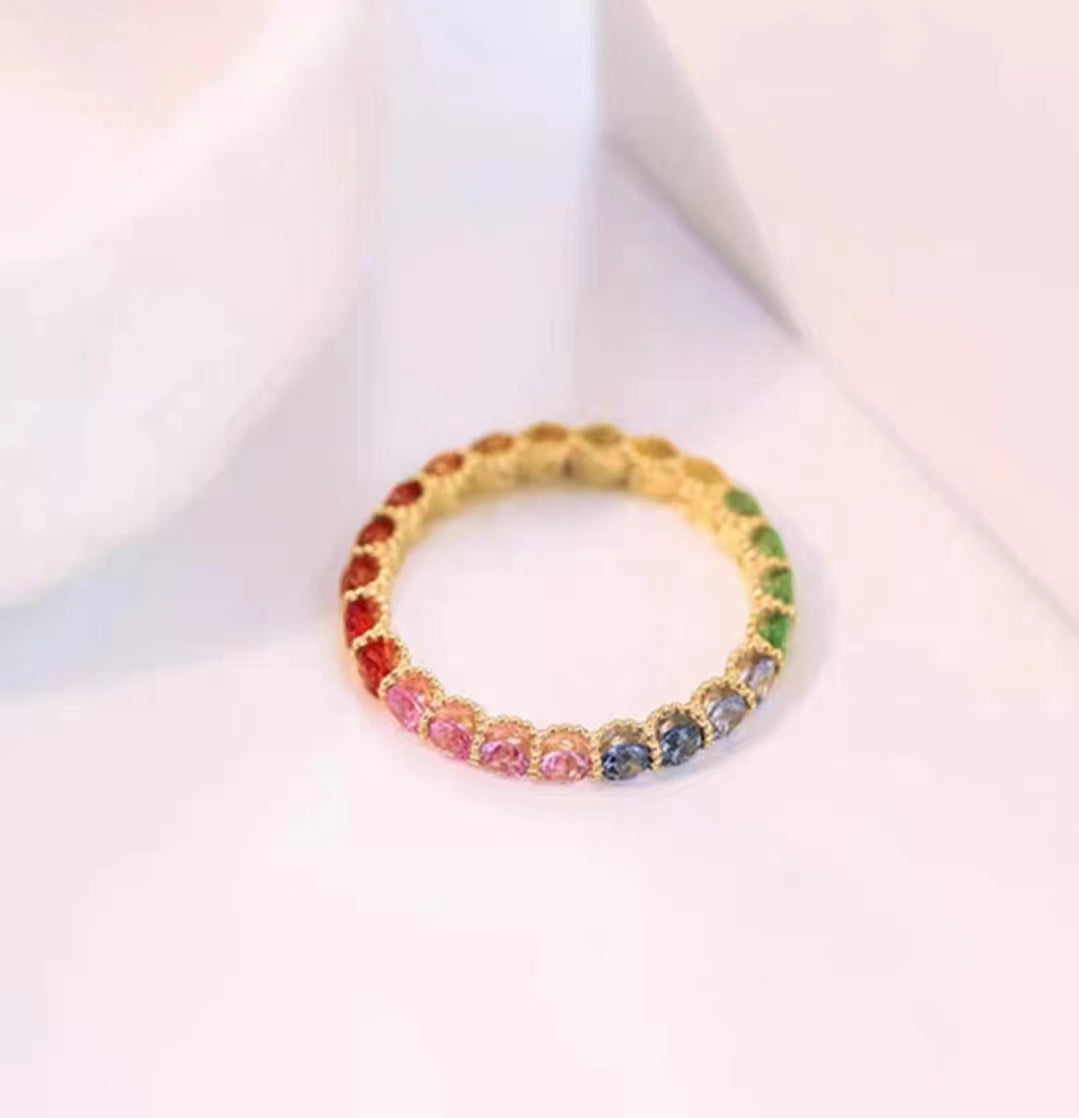 Gemstone set box 2.5mm round colored sapphire ring