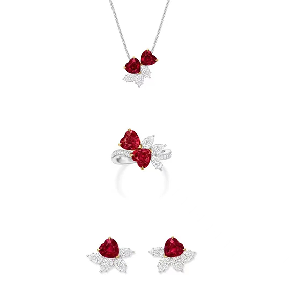 Gemstone Heart-shaped Ruby Jewelry Set