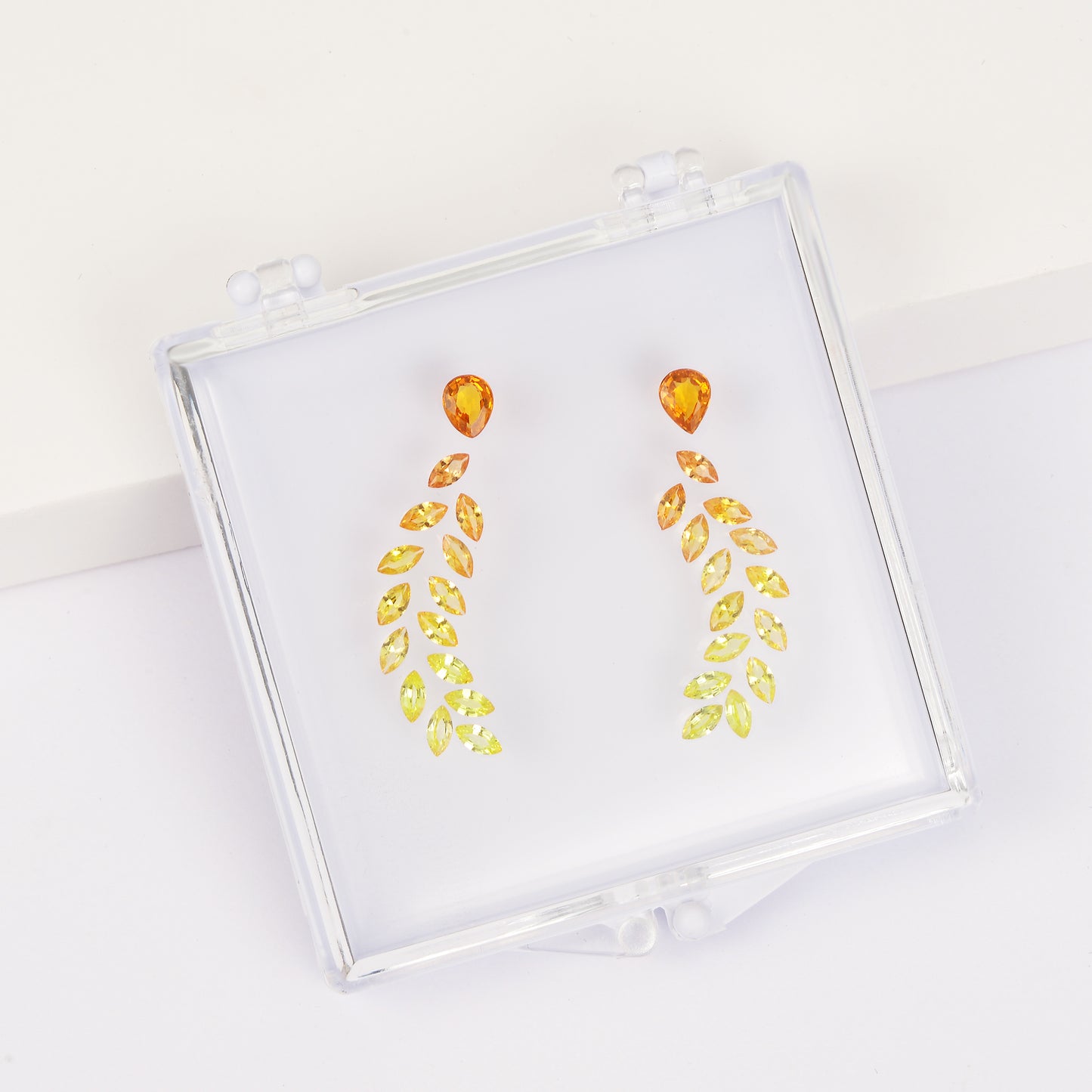 3.356ct Yellow and Blue Sapphire Ombre Gradient Earrings Set in Box