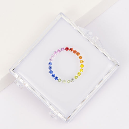 Gemstone set box 2.5mm round colored sapphire ring
