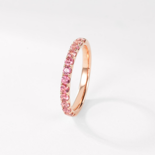Padparadscha Ring | Round-cut Version| 18K Rose Gold | Natural Gemstone