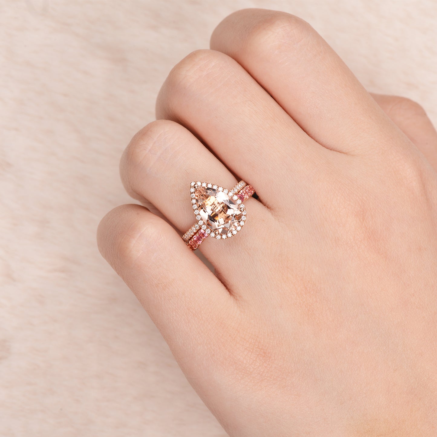 Padparadscha Ring | Round-cut Version| 18K Rose Gold | Natural Gemstone