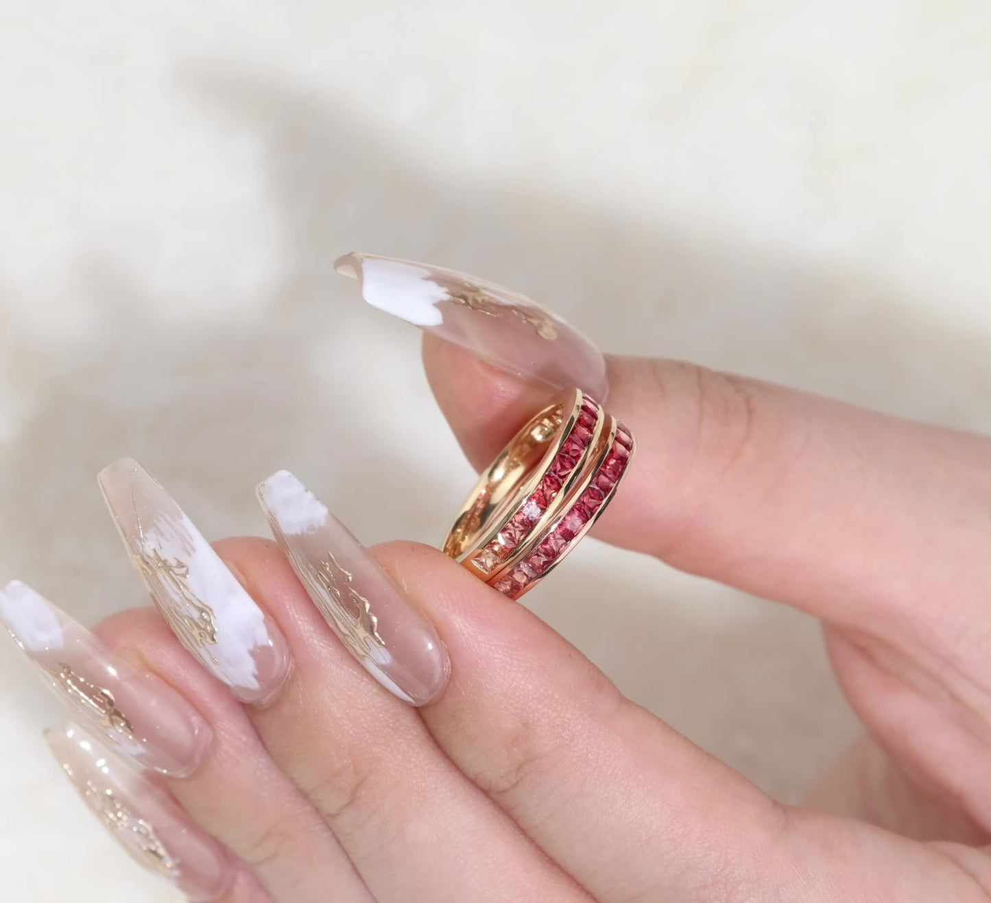 Padparadscha Princess Ring | 18K gold