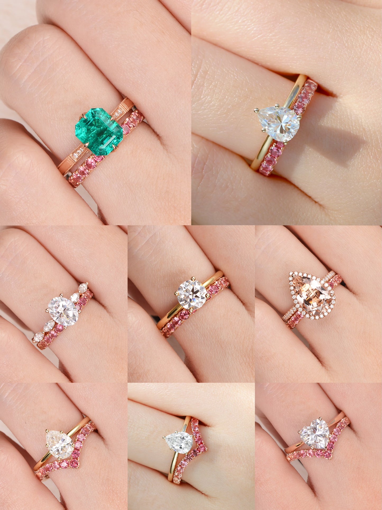 Padparadscha Elegant V-Ring | 18K Rose Gold | Natural Gemstone