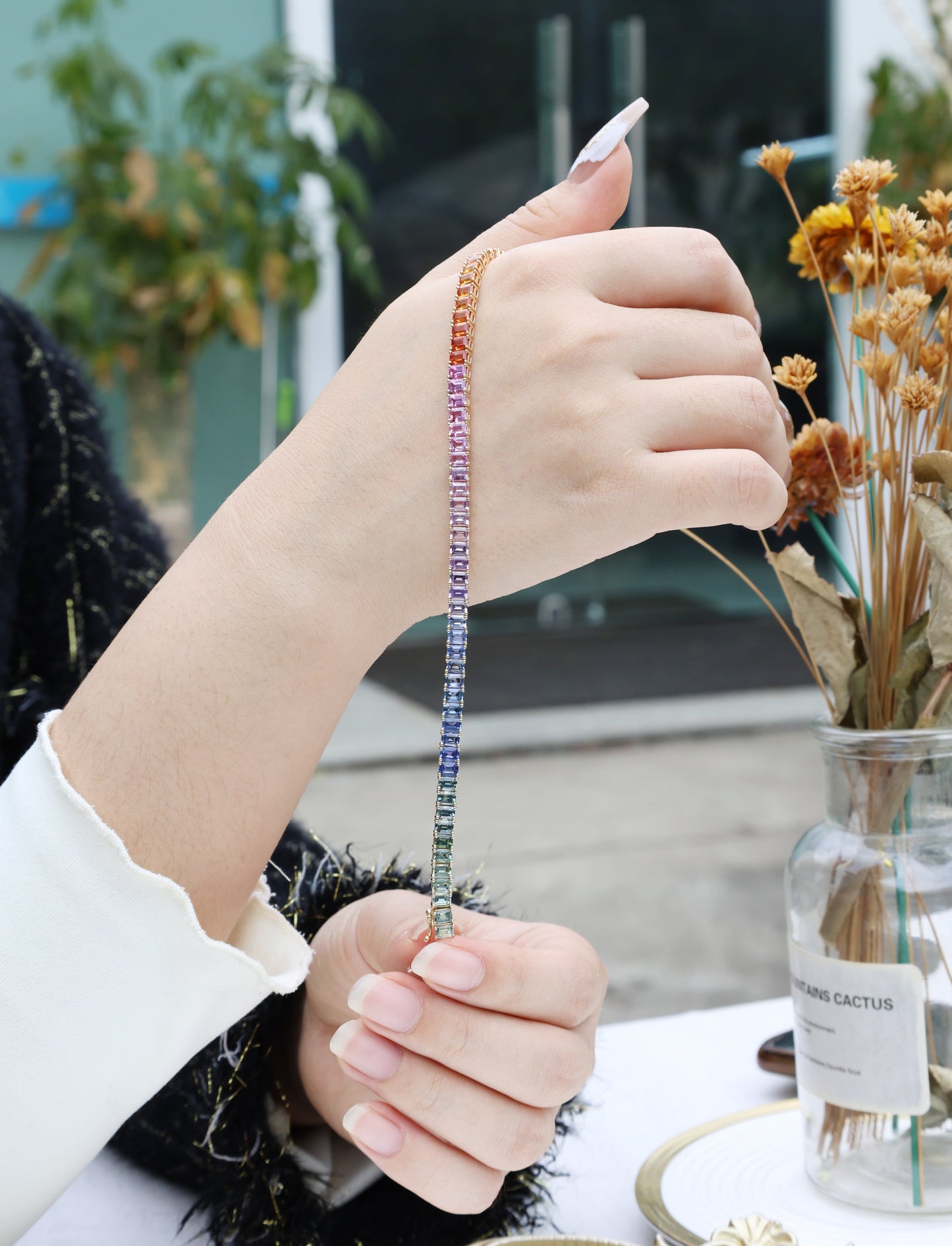 Rainbow Palette Bracelet | 18K yellow gold | Natural Gemstone