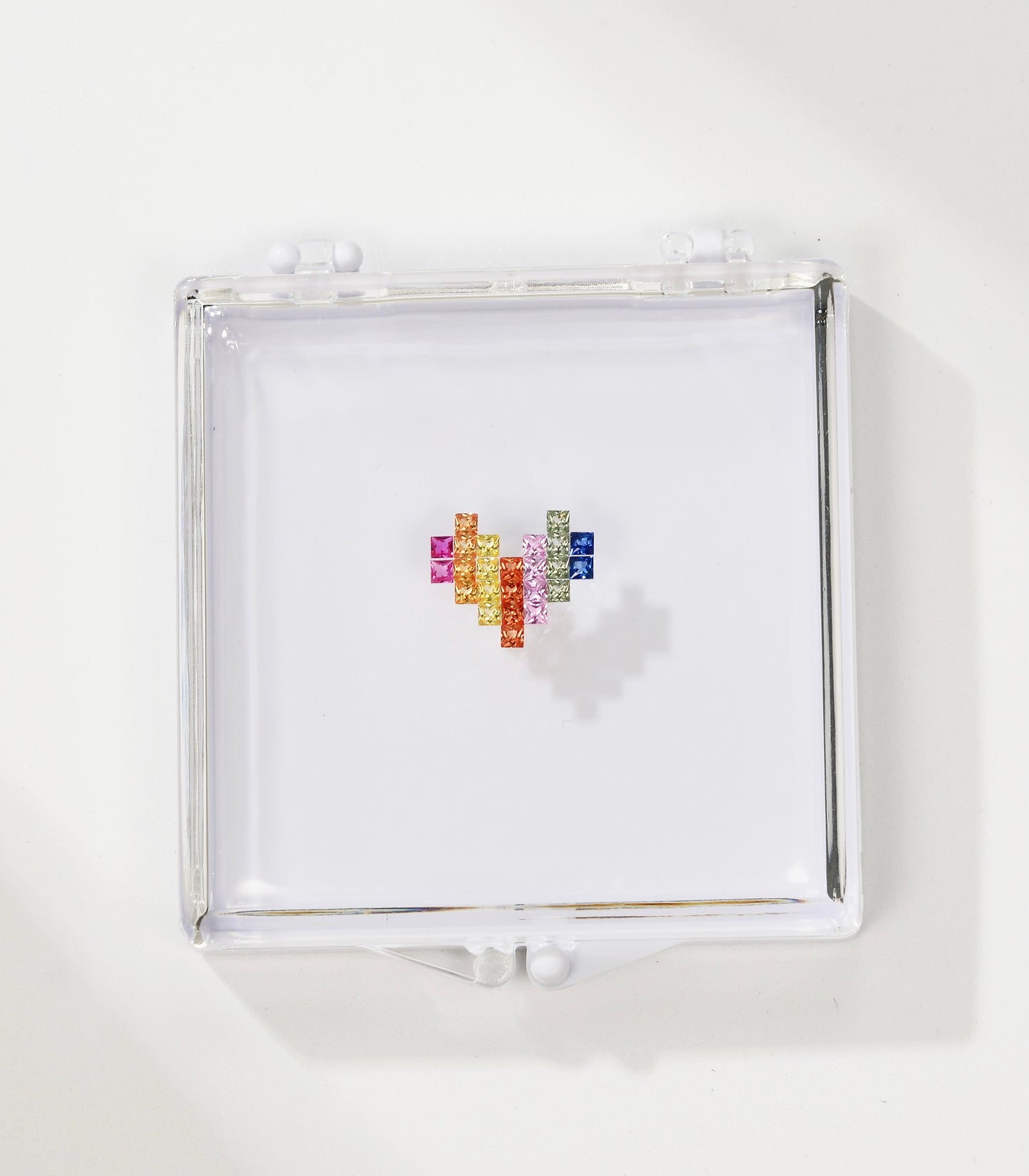 Rainbow sapphire princess cut "Follow Your Heart" set box
