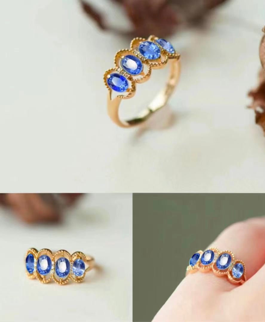 1.175ct 3~6号色渐变蓝宝石戒指组合
1.175ct 3~6 grade color gradient sapphire ring set