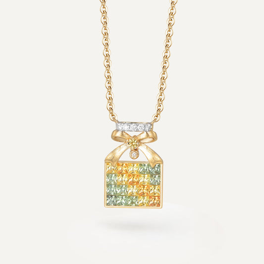 Sunflower Letter Necklace | 18K Gold | Natural Gemstone