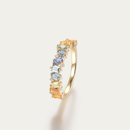 Sunflower Box Luxury Ring | 18K gold | Natural Sapphires