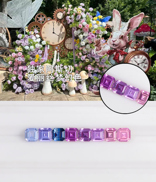 2.239ct exclusive Asscher cut Alice dreamy color ring/pendant with stone combination
