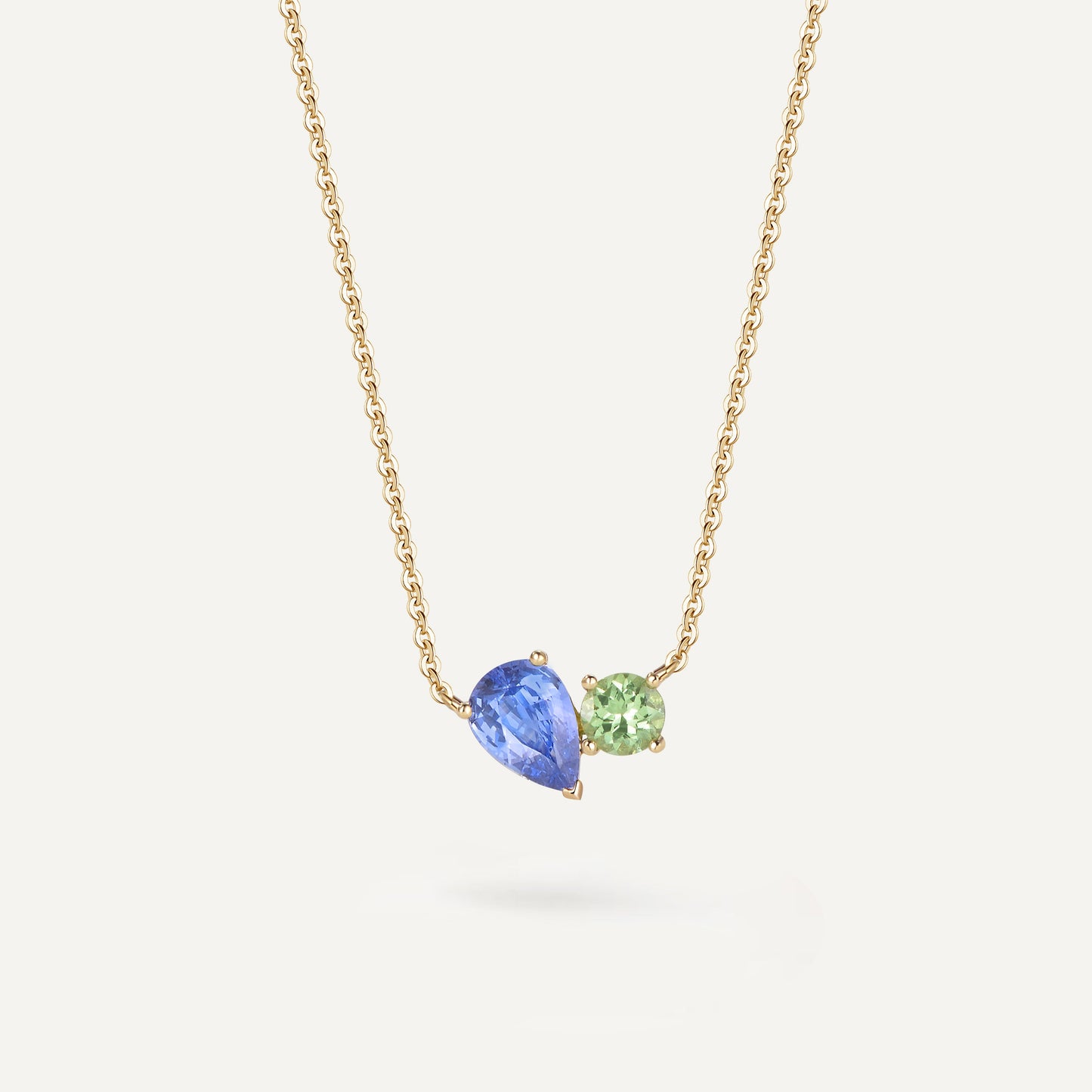 Dual-wear lue Tears Necklace | 18K yellow gold | Natural Gemstone