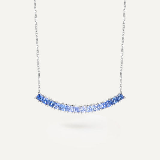 Smiling Sky Sapphire Necklace | 18K White Gold | Natural Gemstone