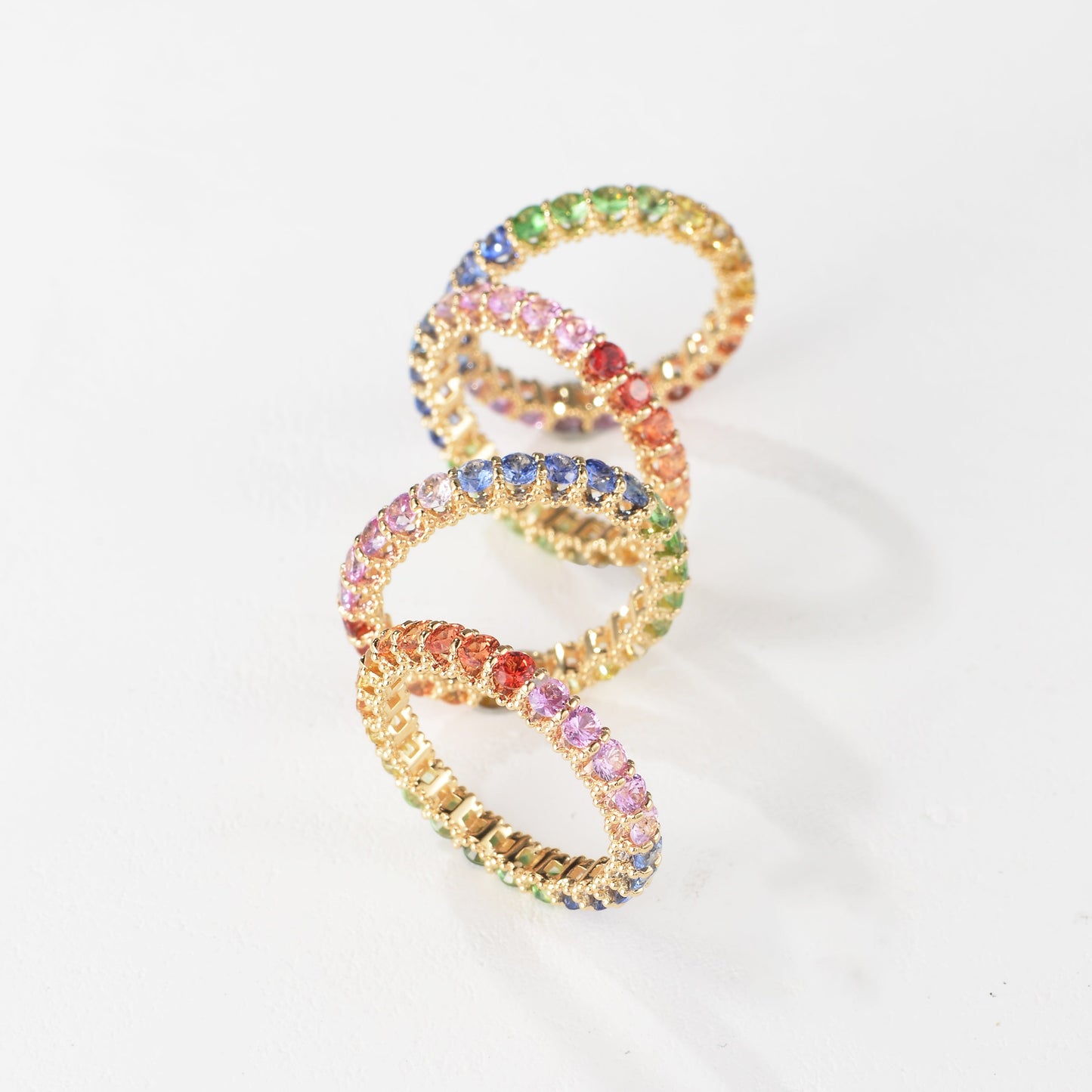 Rainbow Ring | Round-cut Version | 18K Yellow Gold | Natural Gemstone