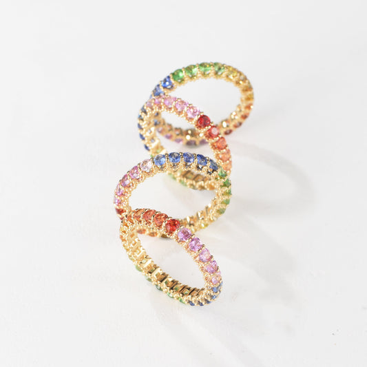 Rainbow Ring | Round-cut Version | 18K Yellow Gold | Natural Gemstone