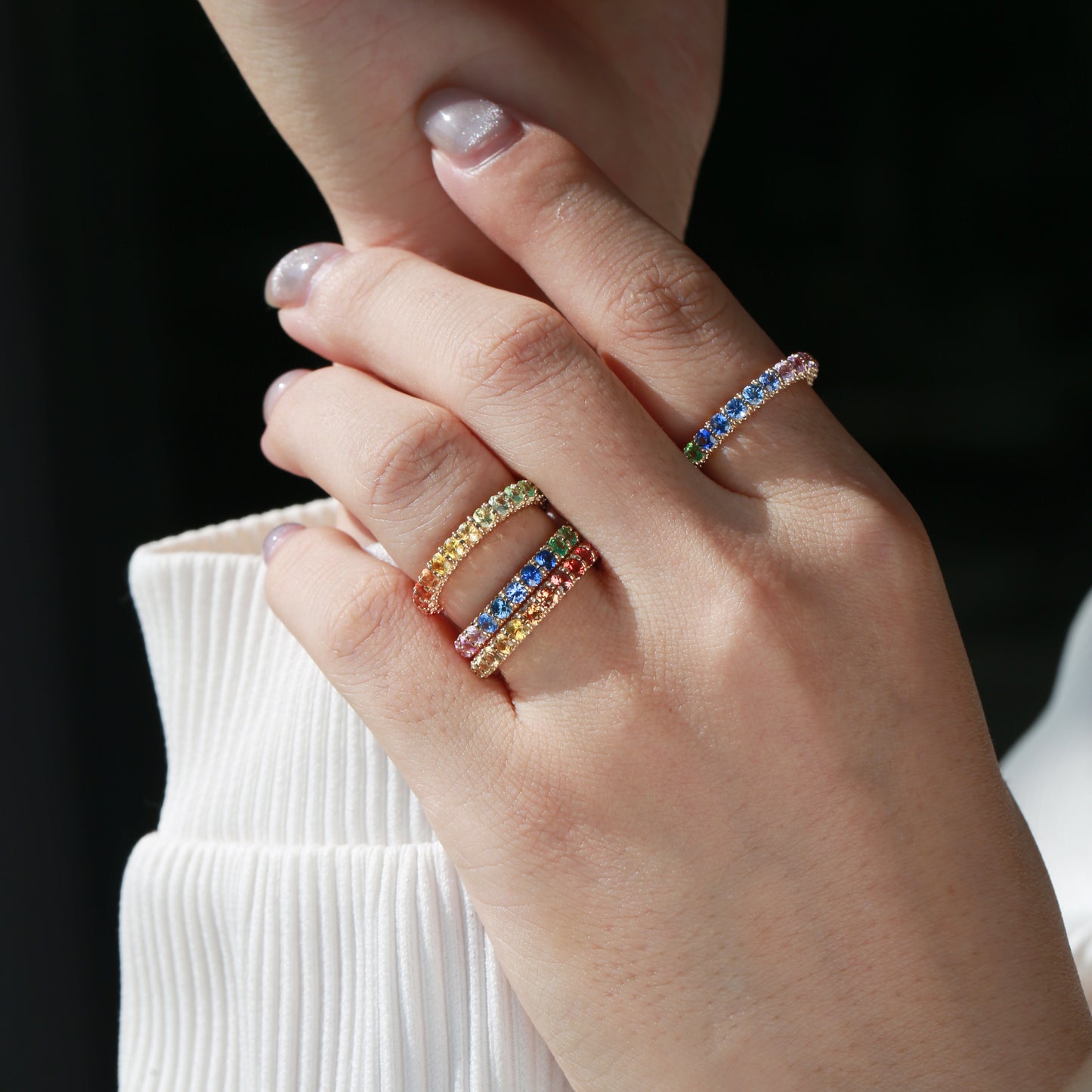 Rainbow Ring | Round-cut Version | 18K Yellow Gold | Natural Gemstone