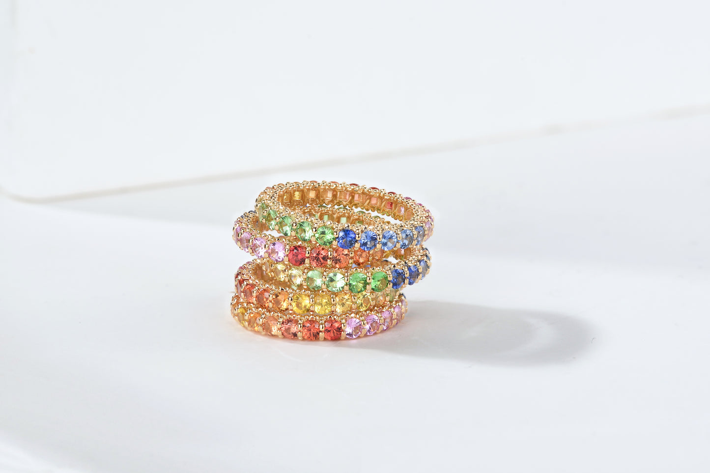 Rainbow Ring | Round-cut Version | 18K Yellow Gold | Natural Gemstone