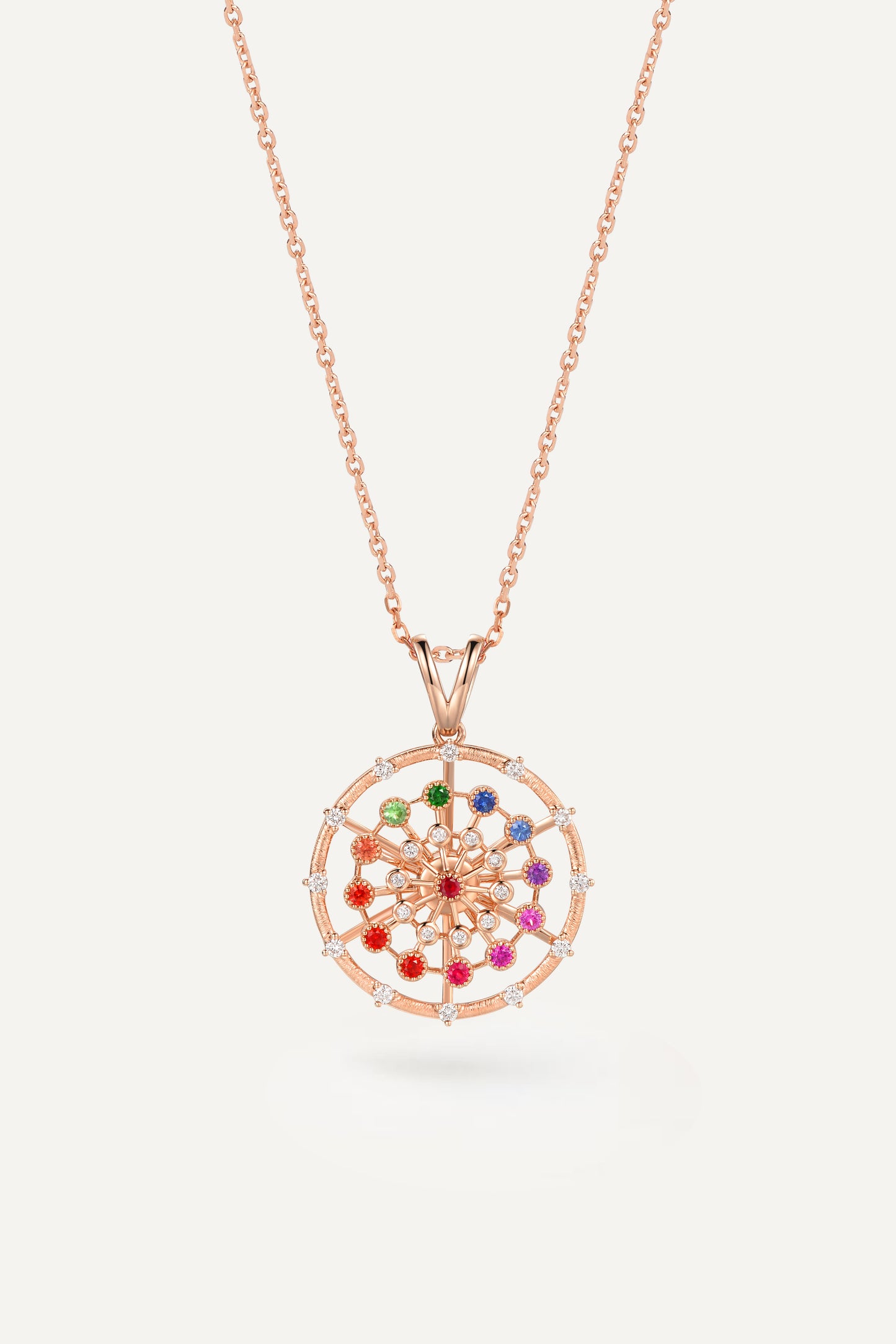 Rainbow Ferris Wheel Pendant 18k Yellow Gold Without Chain