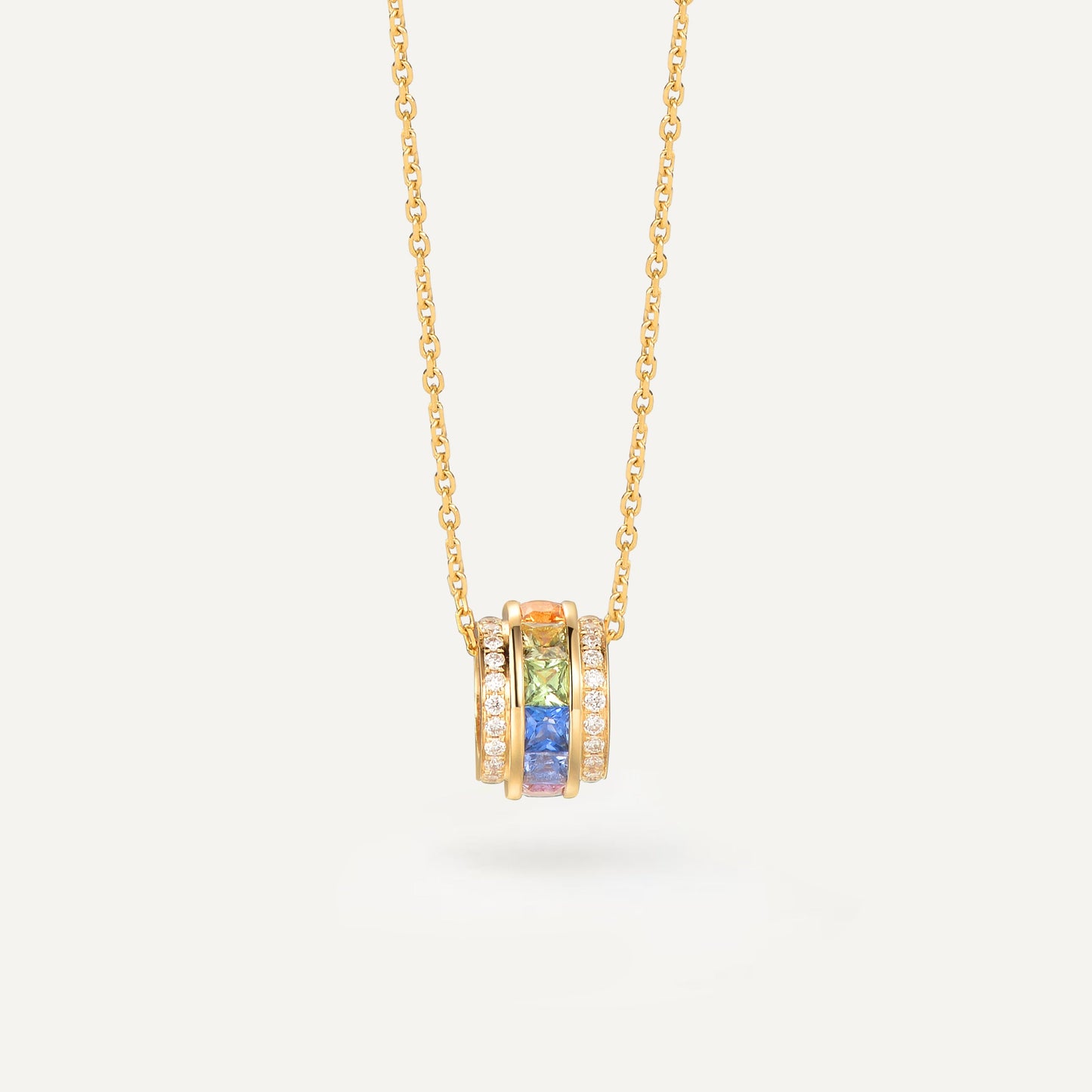 Rainbow Loop Necklace | 18K Yellow Gold | Natural Colored Sapphire