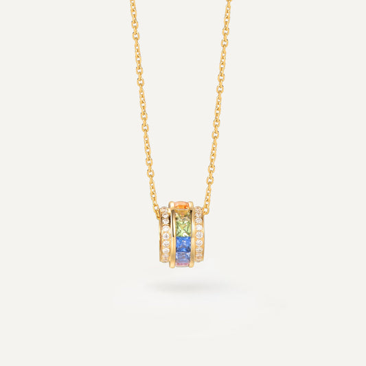 Rainbow Loop Necklace | 18K Yellow Gold | Natural Colored Sapphire