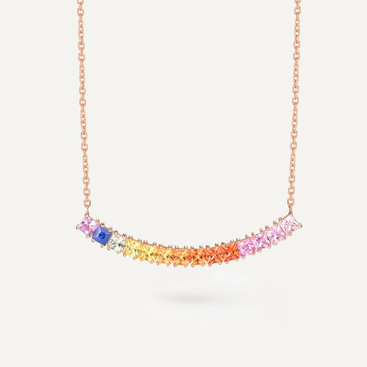 Rainbow Smile Necklace | 18k Rose Gold | Natural Colored Sapphires