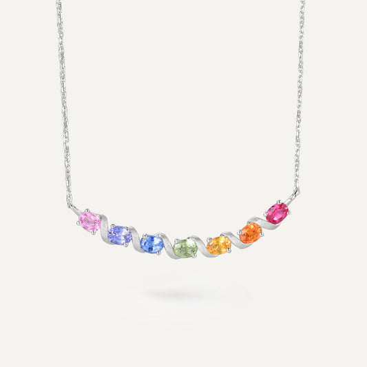 Rainbow Ribbon Necklace | 18k White Gold | Natural Colored Sapphire