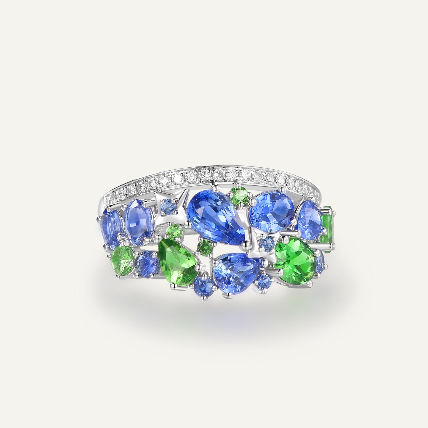 Monet Garden Luxury Ring | 18K White Gold