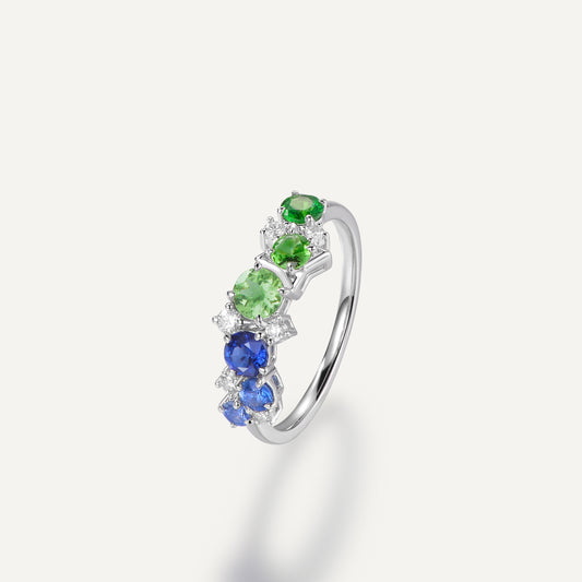 Monet Garden Classic Ring | 18K white gold | Natural Gemstone