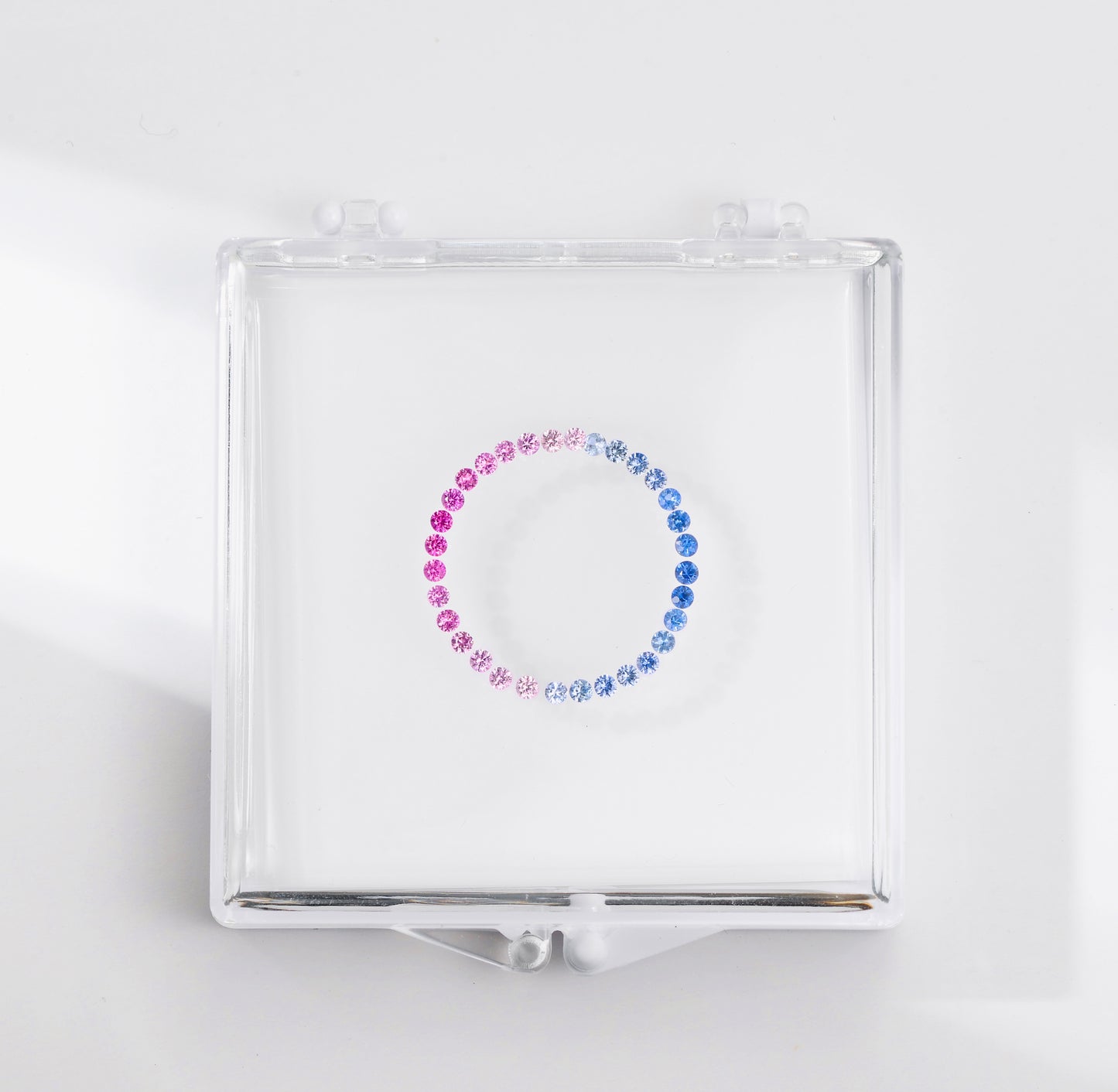 0.972ct Macaron Pink Blue Sapphire Color Block Ring with Stone Combination