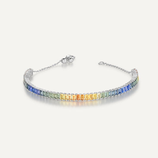 Stella Luna Bracelet | Adjustable Chain Version | 18K White Gold | Natural Colored Sapphire