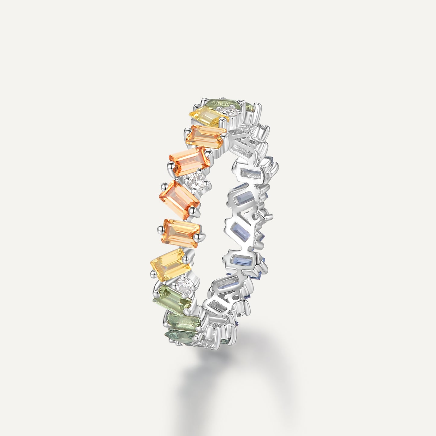 Van Gogh Starry Night Ring | 18K White Gold | Natural Sapphires