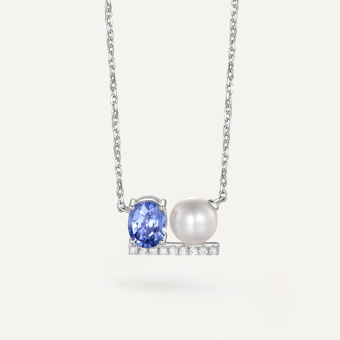 Sapphire&pearl double-sided Necklace| 18K white gold | Natural Gemstone