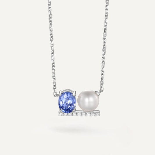Sapphire&pearl double-sided Necklace| 18K white gold | Natural Gemstone