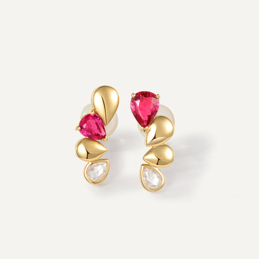 Ruby Gemini Earrings | 18K Yellow Gold | Natural Gemstone