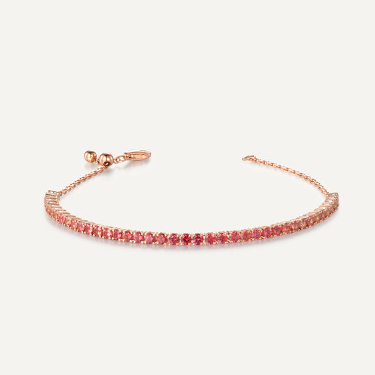 Padparadscha Tennis  Bracelet |Round cut Version | 18K rose gold | Natural Gemstone