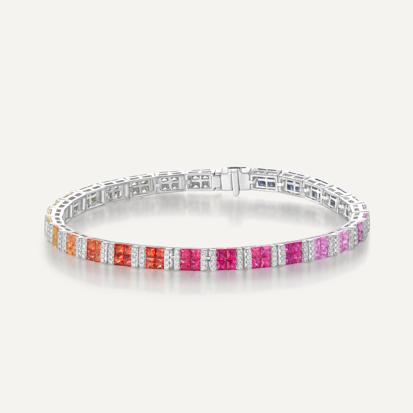 Rainbow Eternal Bracelet |Double Row Version| 18K White Gold | Natural Gemstone