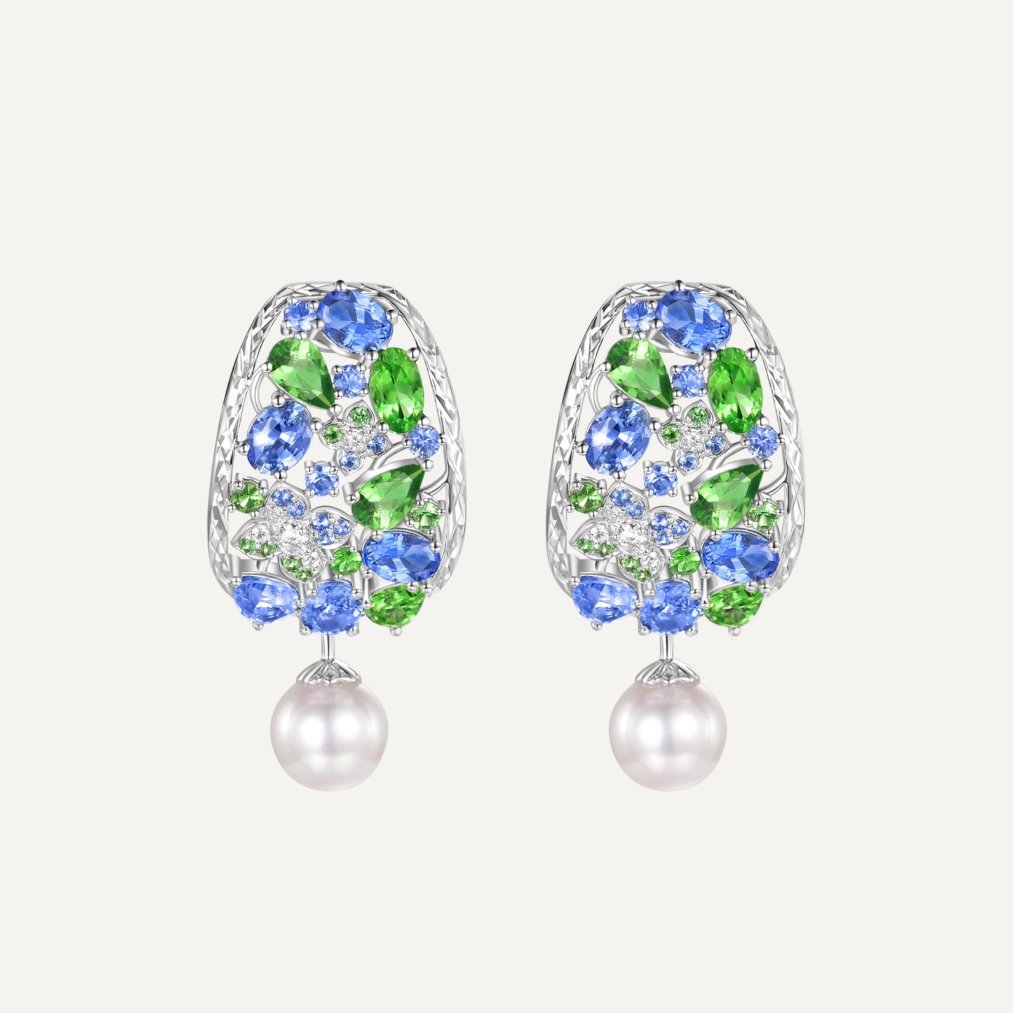 Dual-wear Monet Garden Earrings | 18K white gold