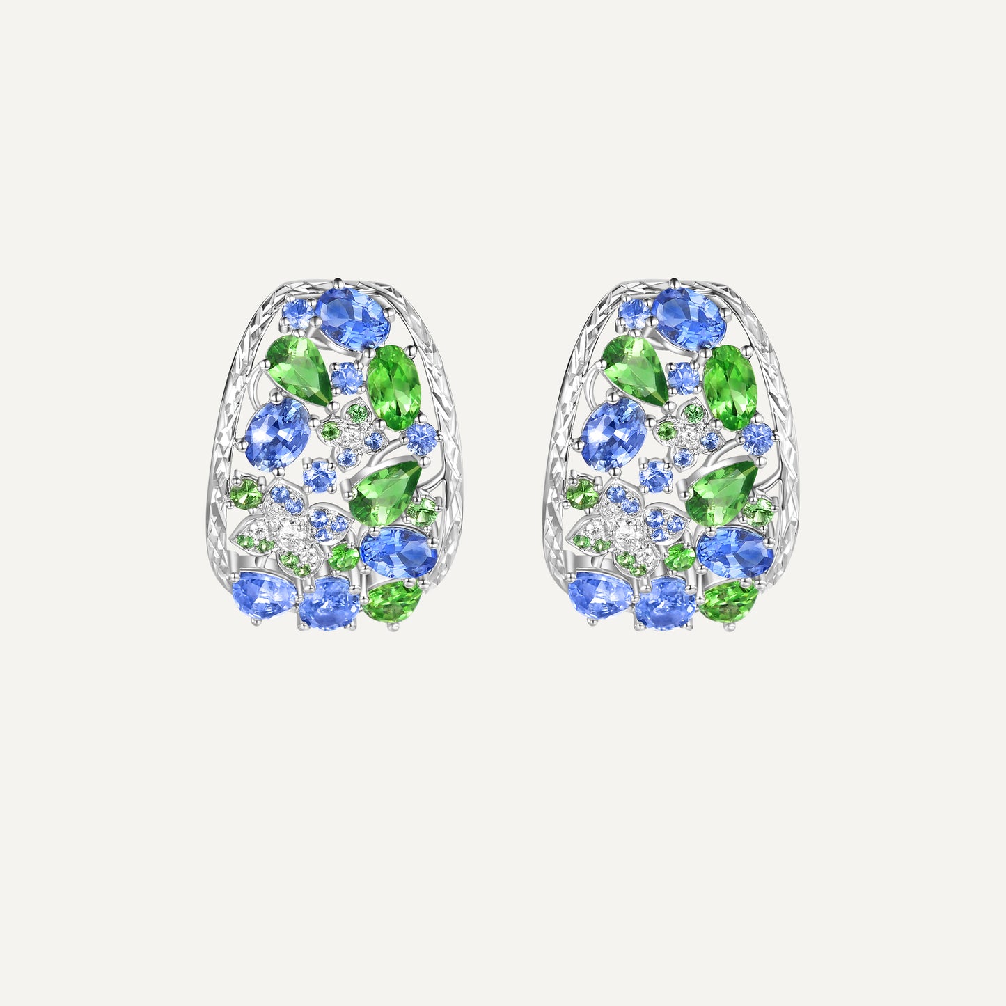 Dual-wear Monet Garden Earrings | 18K white gold