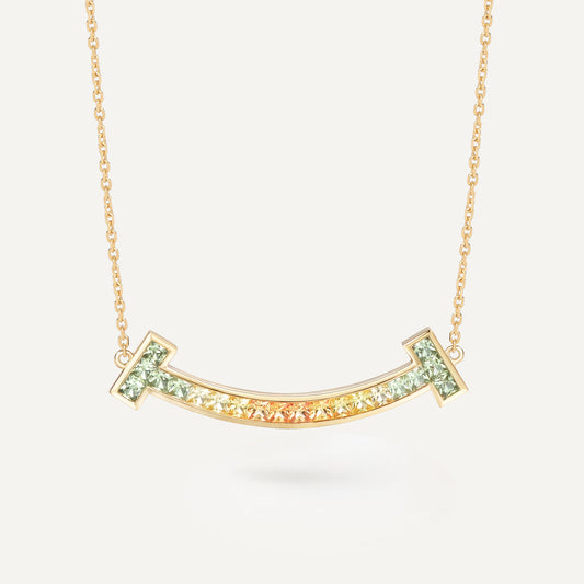 Sunflower Smile Necklace | 18K gold | Natural Gemstone