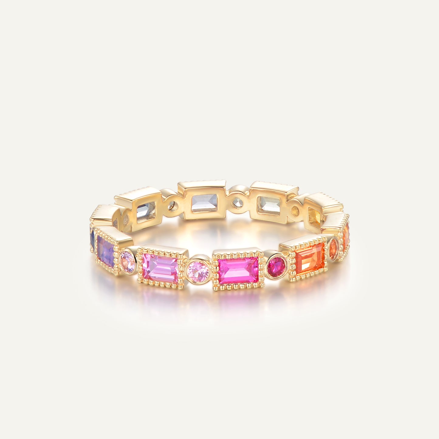 Rainbow Box Ring | 18K gold | Natural Sapphires