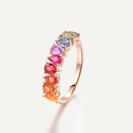 Rainbowdrops Ring | 18K Rose Gold | Natural Sapphires