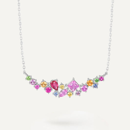 Secret Garden Necklace | 18k White Gold | Natural Gemstone