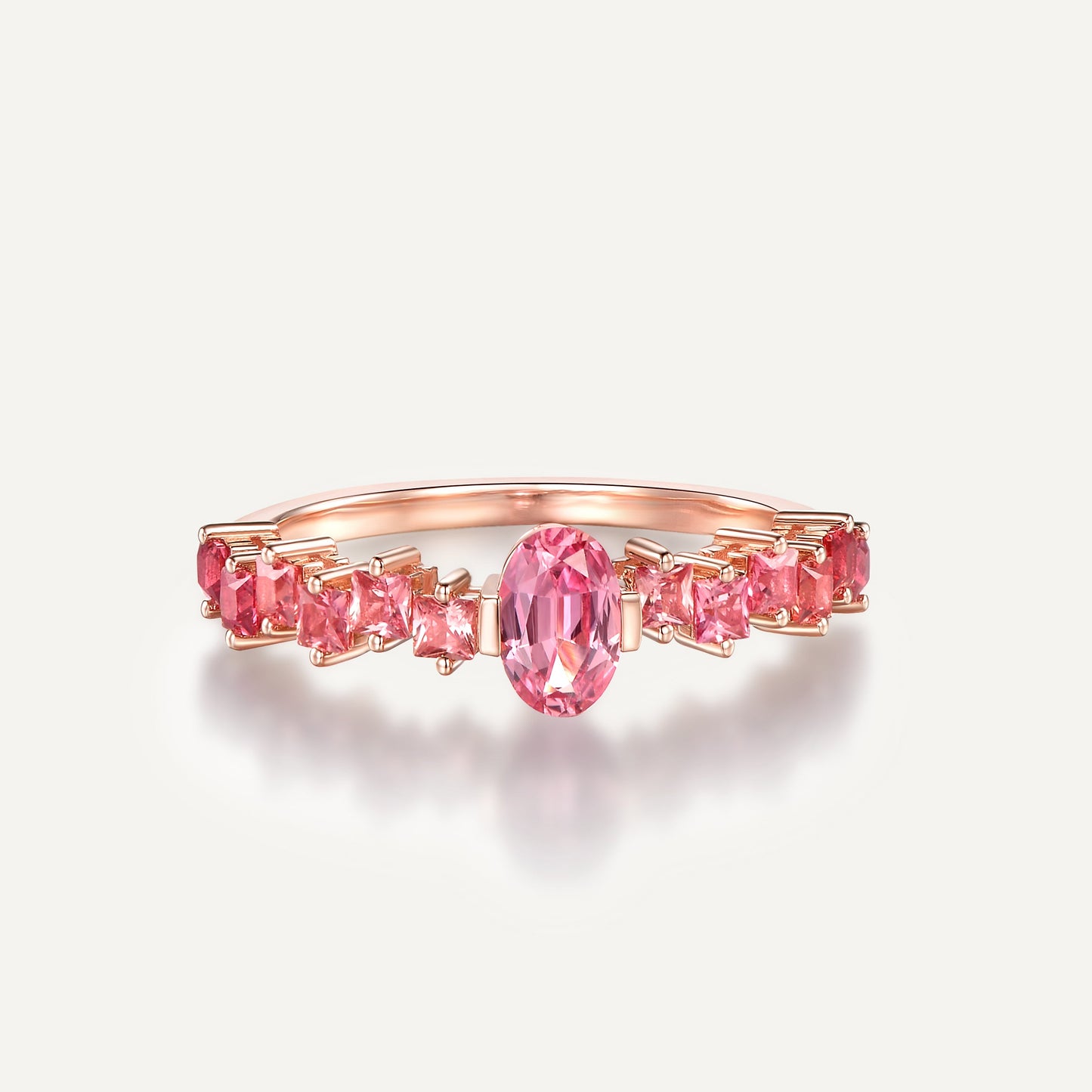 Rising Sun Cluster Ring | 18K gold | Natural Pink-Orange Sapphire