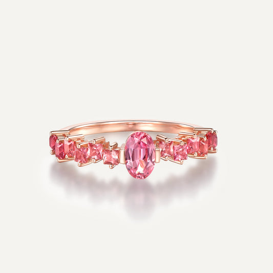 Rising Sun Cluster Ring | 18K gold | Natural  Pink-Orange Sapphire