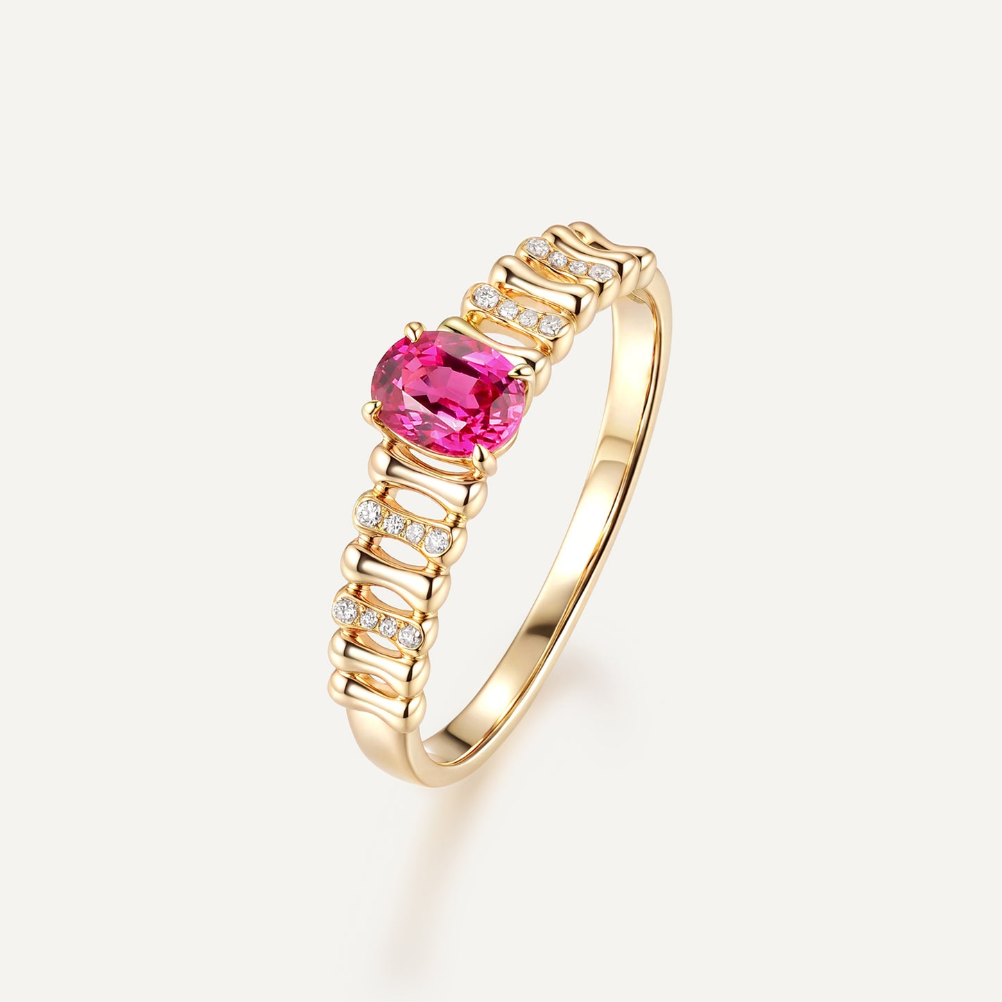 Inscribed Hearts Ruby Ring | 18K yellow gold