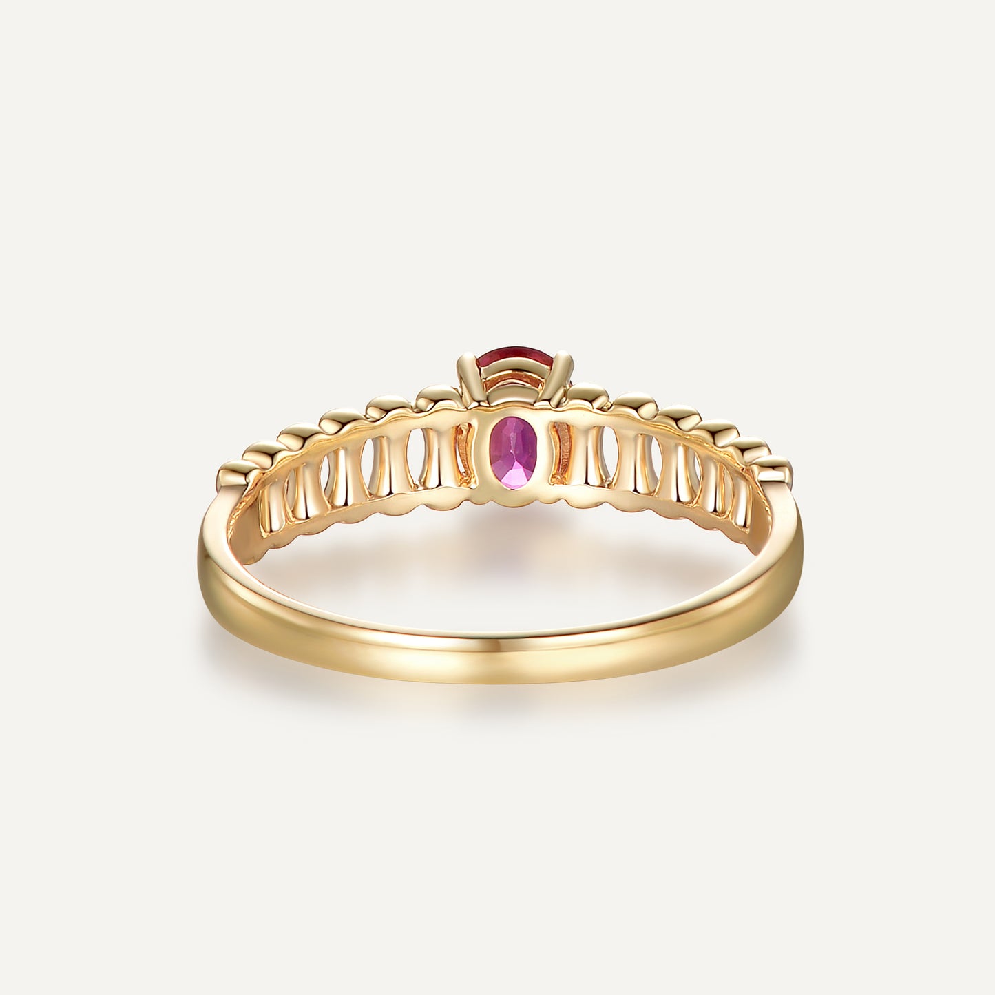 Inscribed Hearts Ruby Ring | 18K yellow gold