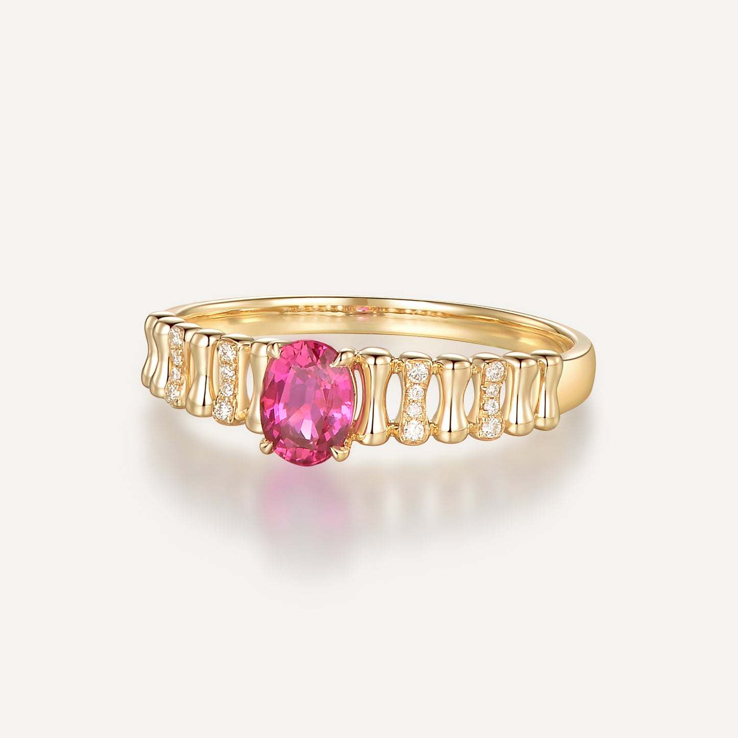 Inscribed Hearts Ruby Ring | 18K yellow gold