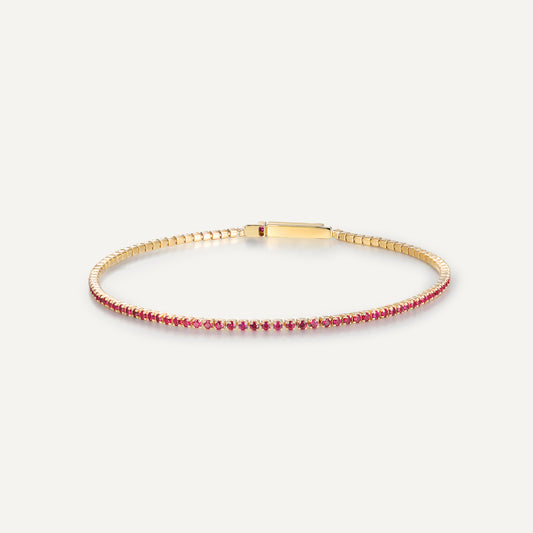 Ruby Tennis Bracelet | 18K gold | Natural Gemstone