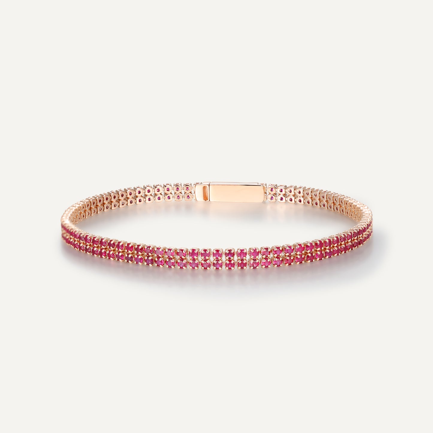 Ruby Tennis Bracelet | Double Row Version | 18K gold